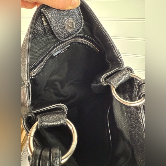 Sam Edelman Monica black fringe suede & leather bucket shoulder/crossbody purse - Picture 8 of 12